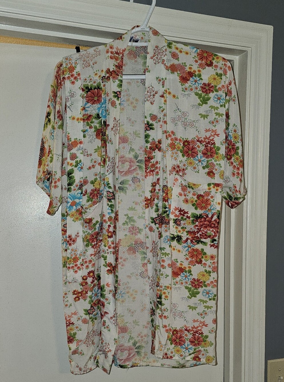 Vintage 70s Floral Print Robe Sz 6